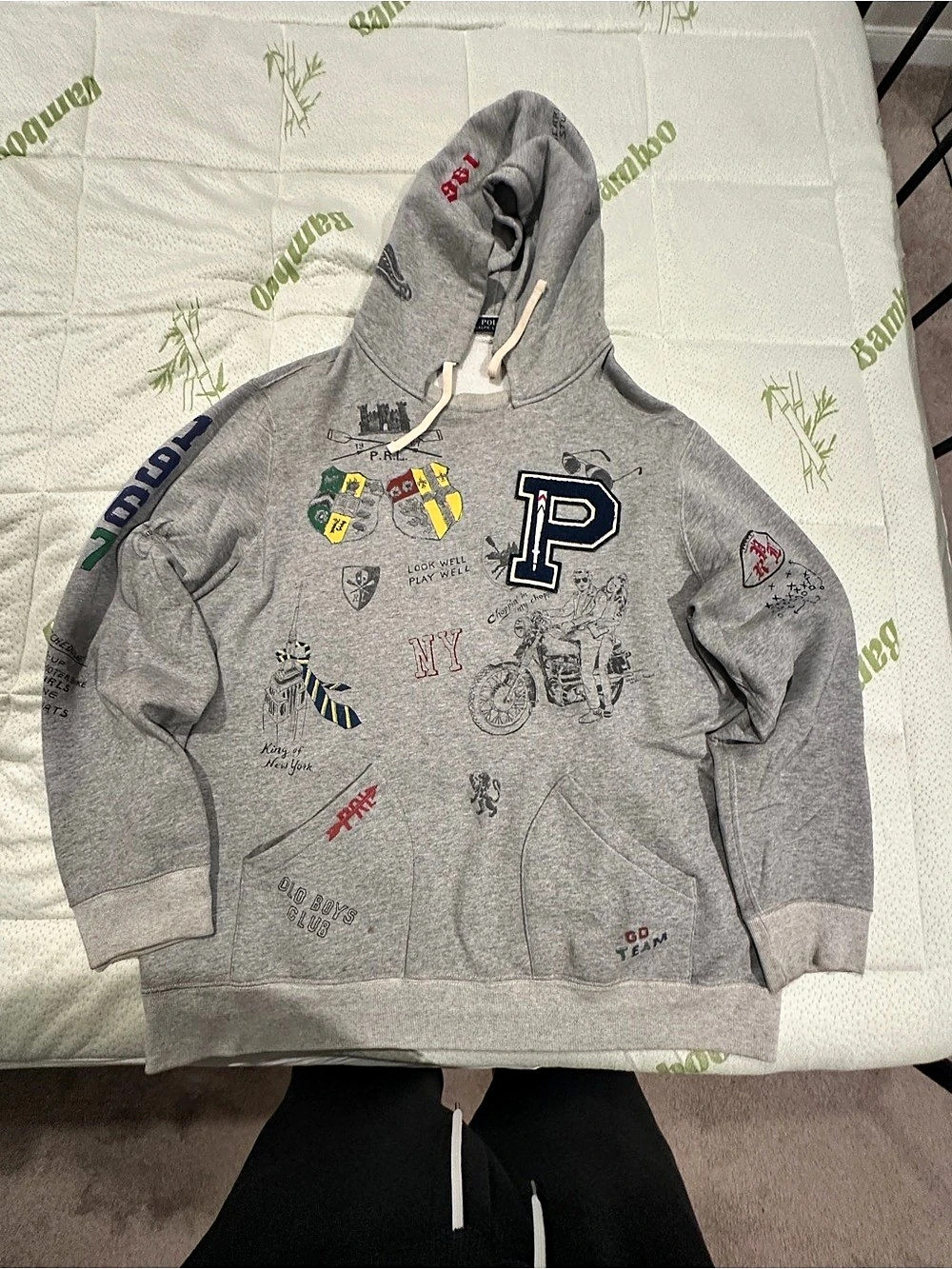 Polo Ralph Lauren Graphic Pullover Hoodie Gray XXL